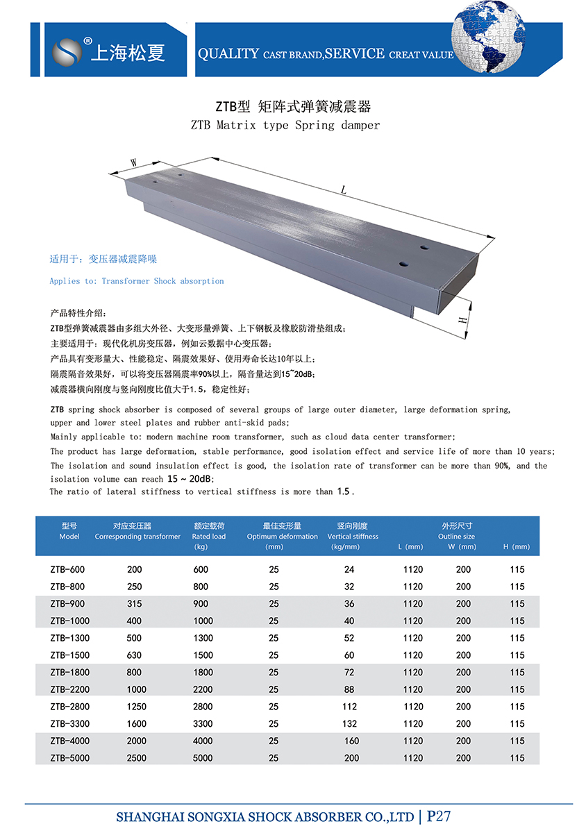 矩陣式<a href='http://www.flagusa.cn' target='_blank'><u>彈簧減震器</u></a>-變壓器專用